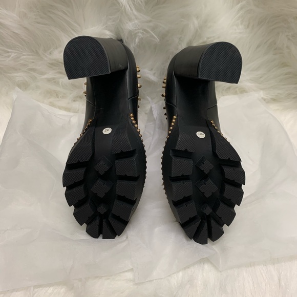 EGO Domino Gold Stud Black Platform Boots - Picture 6 of 16